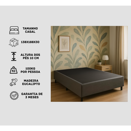 Base Box Casal Box Suede Cinza 138x188 - 3