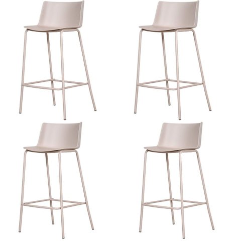 Kit 4 Banquetas Ipanema Alta Fratini 96 cm (altura) em Polipropileno Base em Aço Nude
