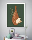 Ver imagem 1 de Quadro Decorativo Abstrato Vaso Ramo Verde - 70x50cm:moldura Branca