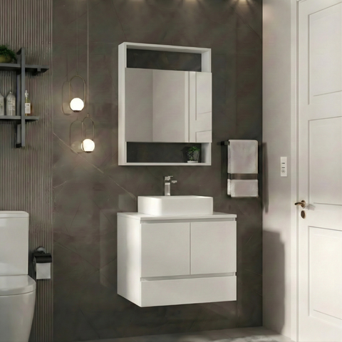 Conjunto Gabinete de Banheiro Royale Suspenso 60cm