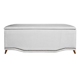Calçadeira Recamier Baú Casal Queen 160cm Greta Suede Branco - DS Estofados