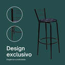 Ver imagem 4 de Kit 6 Banquetas para Balcão Bancada Cozinha Bistrô Ilhas Gourmet Bares Banco Flórida Preta