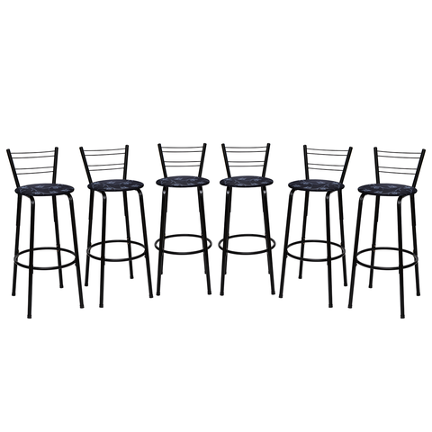 Kit 6 Banquetas para Balcão Bancada Cozinha Bistrô Ilhas Gourmet Bares Banco Flórida Preta