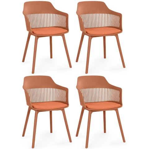 Kit 4 Cadeiras de Jantar Estofada Marcela - Marrom