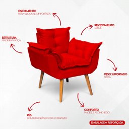 Poltrona Decorativa Reforçada para Sala Alice para Recepção Manicure Escritório Suede - 2