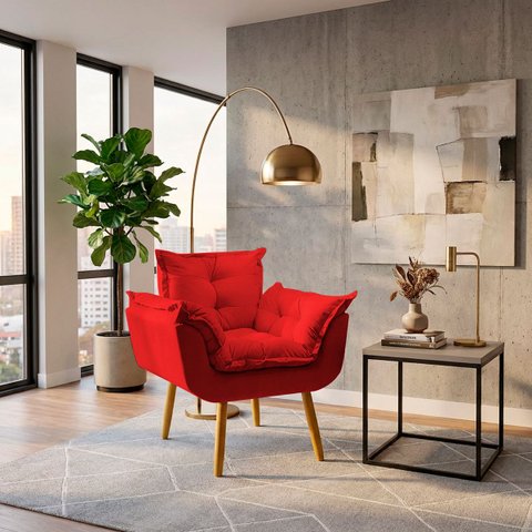 Poltrona Decorativa Reforçada para Sala Alice para Recepção Manicure Escritório Suede