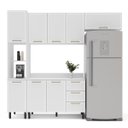 Ver imagem 2 de Cozinha Amara 4 Peças 240x224,5cm Armários Aéreos Paneleiro Balcão com Tampo Branco 250090