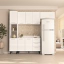 Ver imagem 1 de Cozinha Amara 4 Peças 240x224,5cm Armários Aéreos Paneleiro Balcão com Tampo Branco 250090
