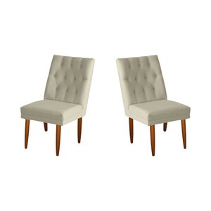 Jogo 02 Cadeiras de Jantar Estofada Cozinha Paris Suede Palha Eli Móveis