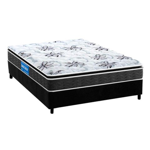 Cama Box Casal: Colchão Espuma Probel D40 Guarda Costas Premium Hiper Firme + Base CRC Suede Black(1