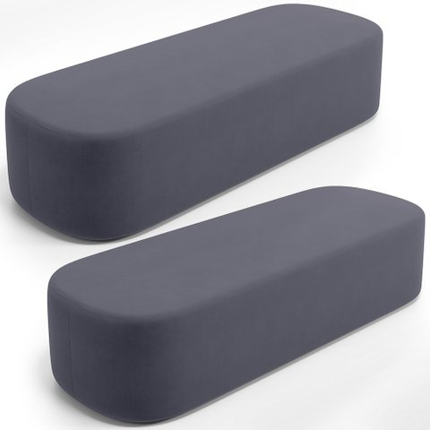 Kit 02 Puffs Decorativos Orgânicos para Living Quarto 195cm Doha W01 Suede Cinza - Lyam Decor