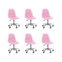 Ver imagem 3 de Kit 6 Cadeiras Office Botonê Giratória Ergonômica para Escritório Rosa