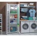 Ver imagem 1 de Dispensa Multi Funções P/ Lavanderia + Banheiro C/ Rodinhas Branco AJL Armário Lavanderia