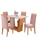 Ver imagem 1 de Mesa de Jantar 4 Lugares Impala Mel/blonde/veludo Rosa - Pnr Móveis