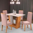 Ver imagem 2 de Mesa de Jantar 4 Lugares Impala Mel/blonde/veludo Rosa - Pnr Móveis