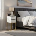 Ver imagem 1 de Mesa Cabeceira 25 Gavetas MDF Metalon Dourado Ouro Design Moderno Montada