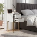 Ver imagem 3 de Mesa Cabeceira 25 Gavetas MDF Metalon Dourado Ouro Design Moderno Montada