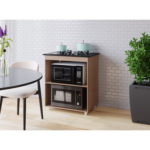 Balcão Cooktop Lara 05 Bocas com 2 Nichos Multiuso - Savana Móblis