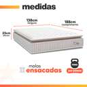 Ver imagem 6 de Cama Box Colchão Casal Molas Ensacadas City Pillow Top 138x188x61cm Branco / Bege Hellen