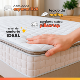 Cama Box Colchão Casal Molas Ensacadas City Pillow Top 138x188x61cm Branco / Bege Hellen - 6