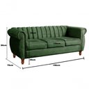 Ver imagem 5 de Sofá Realeza 3 Lugares 196cm Verde Veludo Clássico Fixo Bella Decor