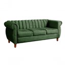Ver imagem 4 de Sofá Realeza 3 Lugares 196cm Verde Veludo Clássico Fixo Bella Decor