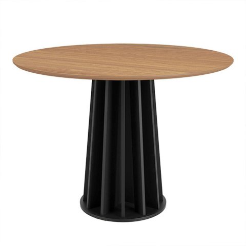 Mesa de Jantar Redonda 105cm em Mdf Freijó Preto Fosco Dalla Costa