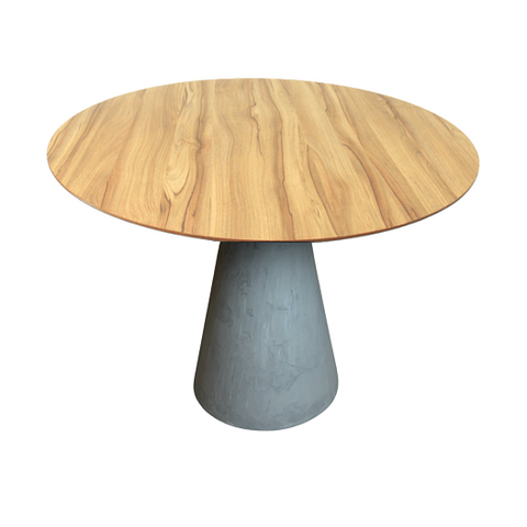 Mesa de Jantar Cone Cimento Rústico 160cm Tampo Nogueira - Cinza Claro