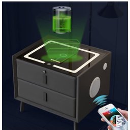 Mesa Cabeceira Inteligente Cinza Multifuncional Carregador Indução Wireless Som Bluetooth Luminária - 1