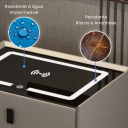 Mesa Cabeceira Inteligente Cinza Multifuncional Carregador Indução Wireless Som Bluetooth Luminária - 11