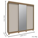Ver imagem 3 de Guarda Roupa Casal 3 Portas de Correr Espelho Rimo New Honduras - Carvalho/offwhite