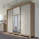 Ver imagem 1 de Guarda Roupa Casal 3 Portas de Correr Espelho Rimo New Honduras - Carvalho/offwhite