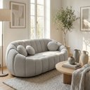 Ver imagem 1 de Sofá Curvo Orgânico Confortável Concha Bouclê Cinza Claro -vimont Moveis