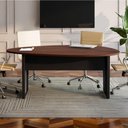 Ver imagem 5 de Mesa de Reunião Orgânica sem Gavetas MDP 180cm Louro Preto com Preto F5 Office