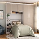 Ver imagem 1 de Quarto Modulado Solteiro com Guarda-roupas Maleiro e Cabeceira Alpes Master Luciane Móveis