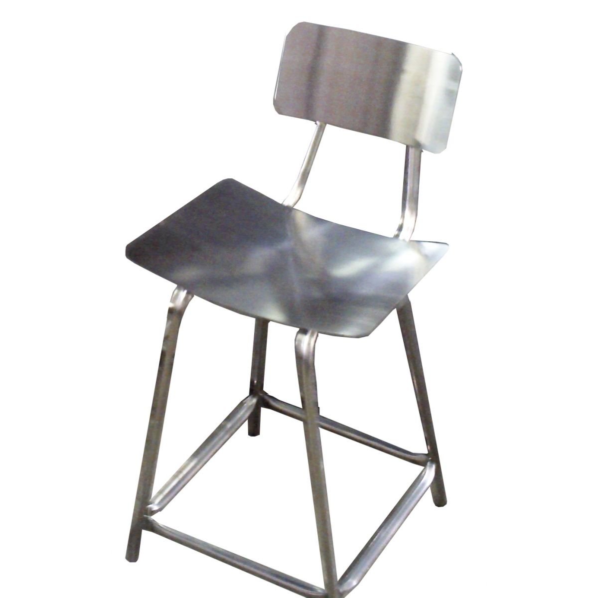 Cadeira fixa com encosto em aço inox - Altura total 68cm - 1
