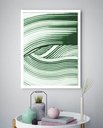 Ver imagem 1 de Quadro Decorativo Abstrato Traços Verde - 70x50cm:moldura Preta