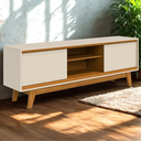 Ver imagem 2 de Rack Bancada Tv 65 Pol 2p 164 Cm Atlas Cinamomo Off White Madetec