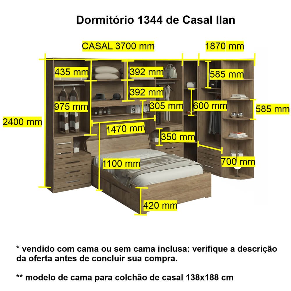Dormitório de Casal sem Cama 1344s San Remo - 3