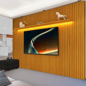 Painel Ripado Grande para Sala Tv até 85 Polegadas com Led Naturale Notável Jm Móveis