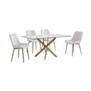 Ver imagem 3 de Conjunto Mesa de Jantar Lara 160cm Vidro 10mm Base Aço Carbono Bronze com 4 Cadeiras em Linho Cru