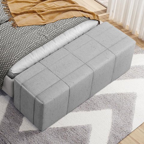 Puff Decorativo Living Sala de Estar 195 cm Roma W01 Linho Cinza - Lyam Lyam Decor
