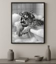Ver imagem 1 de Quadro Banheiro Fotografia Tigre na Banheira 24x18cm - com Vidro:moldura Preta