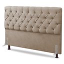 Ver imagem 1 de Cabeceira Cama Box Casal King Size Lylla 195cm Capitonê com Frame Suede Bege - Desk Design