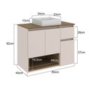 Ver imagem 4 de Gabinete Banheiro Suspenso 80cm com 03 Portas 01 Gaveta e Nicho com Cuba Aurora Bege/Mel/Arenas
