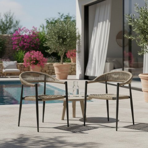 Kit 2 Cadeiras Trançadas Área Externa Piscina Gourmet Trancoso Rivatti