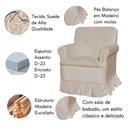 Ver imagem 5 de Poltrona Balanço de Amamentação Quarto com Puff Emilia Suede Suede Cappuccino