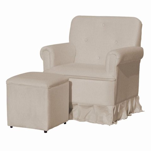 Poltrona Balanço de Amamentação Quarto com Puff Emilia Suede Suede Cappuccino