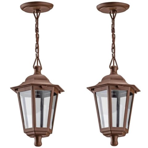 Kit 2 Luminárias de Teto Lustre Pendente Retrô Sala de Estar Grega Cristal Dital Marrom Ilumina