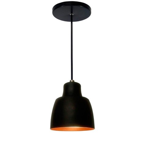 Pendente de Alumínio Bell Poli 12cm Soquete E27 Preto/cobre